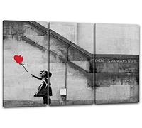 Printed Paintings Stampa su Tela 3 parti (120x80cm): Banksy - Bambina con Palloncino (Girl with Balloon)