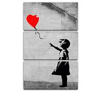 Printed Paintings Stampa su Tela 3 Parti (80x120cm): Banksy - Bambina con Palloncino (Girl with Balloon)