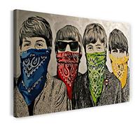 Printed Paintings Stampa su Tela (60x40cm): Banksy - Beatles Bocca Ritratto Coperta con Halstuch