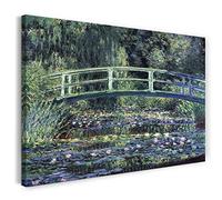 Printed Paintings Stampa su Tela (60x40cm): Claude Monet - Gigli d'Acqua e Ponte Giapponese