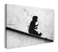 Printed Paintings Stampa su Tela (80x60cm): Banksy - Le Bolle di Sapone della Ragazza Scivolano g