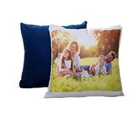 PrintedGift cuscino personalizzato con foto e testo, federa in cotone con imbottitura inclusa, 40 × 40 cm