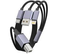 Printer cavo USB, MIDI USB A USB C e cavo Lightning su USB-B 2.0 MIDI per MacBook Pro, USB C MIDI cavo in nylon intrecciato per Yamaha Casio Digital Piano MIDI Controller stampante 3 m