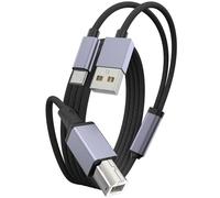 Printer - Cavo USB, USB A e USB C su USB-B 2.0 per MacBook Pro, USB C MIDI cavo in nylon intrecciato per Yamaha Casio Digital Piano MIDI Controller stampante 1 m