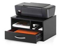 Printer Stand 2-Tier Wooden Desktop Printer Stands with 1 Drawer for Workspace Desk Storage Rack Organizers Home Office Black Printer Shelf