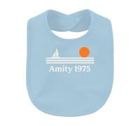 Printera Amity 1975 - Bavaglino per bambini, motivo: barca a vela, tramonto | Retro marittima spiaggia isola lo squalo bianco, classico cinematografico, barca, oceano, vacanze, fan dei film horror