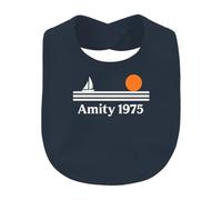 Printera Amity 1975 - Bavaglino per bambini, motivo: barca a vela, tramonto | Retro marittima spiaggia isola lo squalo bianco, classico cinematografico, barca, oceano, vacanze, fan dei film horror