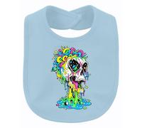Printera Bavaglino colorato con teschio psichedelico | Teschio spaziale cosmo colori neon slime scheletro gotico surrealismo streetwear festival drip