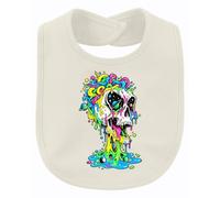 Printera Bavaglino colorato con teschio psichedelico | Teschio spaziale cosmo colori neon slime scheletro gotico surrealismo streetwear festival drip