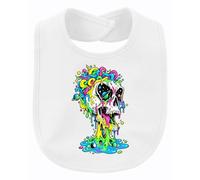 Printera Bavaglino colorato con teschio psichedelico | Teschio spaziale cosmo colori neon slime scheletro gotico surrealismo streetwear festival drip