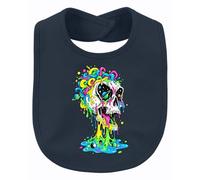 Printera Bavaglino colorato con teschio psichedelico | Teschio spaziale cosmo colori neon slime scheletro gotico surrealismo streetwear festival drip