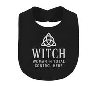 Printera Bavaglino per bambini con scritta "Witch Woman In Total Control | Wicca, strega celtica, triquetra, pagana, triquetra, magia, stregoneria, femminismo, potere femminile, occulto, Halloween
