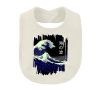 Printera Bavaglino per bambini Hokusai grande onda giapponese Y2K | Ukiyoe, mare, oceano, vintage, retrò, Ukiyo, intaglio del legno, estetico, tsunami, surf, barca da pesca, calligrafia, Asia