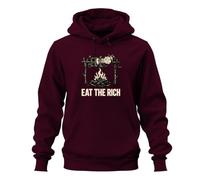 Printera Eat the Rich Capitalism Statement - Felpa con cappuccio, bordeaux, S