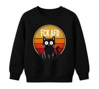 Printera FCK AFD - Felpa per bambini, motivo: gatto, colore: nero | Sarcasmo Protest Resistenza Democrazia Divertente Gattino Domestico Tolleranza Libertà Eguaglianza Contro vento Fumetto