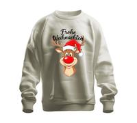Printera Felice Natale Rudolph naso rosso cappello di natale bambini divertente felpa unisex maglione, naturale, 3XL