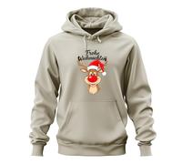 Printera Felice Natale Rudolph naso rosso cappello di Natale bambini divertente unisex con cappuccio, naturale, S
