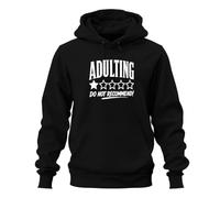 Printera Felpa con cappuccio "Adulting Do Not Recommend" con 1 stella, Nero , M