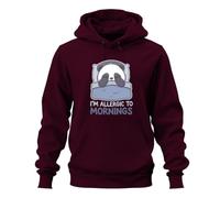 Printera Felpa con cappuccio "I'm Allergic to Mornings Panda", bordeaux, 3XL