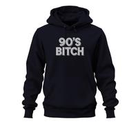 Printera Felpa con cappuccio retrò anni '90's Bitch 90, blu navy, L