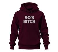 Printera Felpa con cappuccio retrò anni '90's Bitch 90, bordeaux, XL