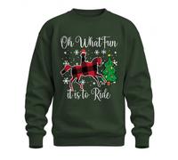Printera Felpa con cavallo Oh What Fun It is to Ride | Natale, renna, buffalo plaid, equitazione, cavaliere, albero di Natale, equitazione, albero di Natale, albero di Natale