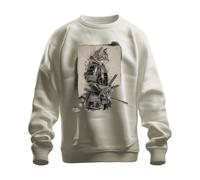 Printera Felpa con gatto samurai giapponese, guerriero ninja, naturale, L
