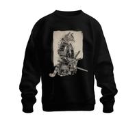 Printera Felpa con gatto samurai giapponese, guerriero ninja, Nero , 3XL