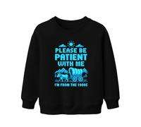 Printera Felpa con scritta "Please Be Patient with Me I'm from Kinder" | Oregon Trail Planwagen a 8 bit, nostalgia, gioco di culto dei gamer, bue, vintage, geek, nerd, idea regalo