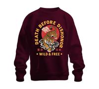 Printera Felpa Death Before Dishonor Wild & Japan Y2K, bordeaux, L