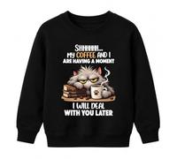 Printera Felpa per bambini con gatto e caffè mattutino | My Coffee And I Are Having A Moment, Grumpy Cat, umorismo da ufficio, bevitore di caffè, alzata precoce, pausa caffè