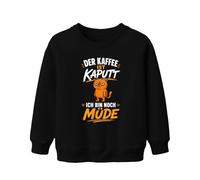 Printera Felpa per bambini con scritta "Der Kaffee ist kaputt", Nero , 152