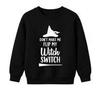 Printera Felpa per bambini con scritta "Don't Make me flip My Witch Switch" | Divertente cappello da strega per Halloween, cappello da strega, scopa da strega, magia, scritta, divertente, Wicca