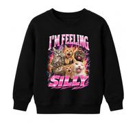 Printera Felpa per bambini con scritta "I'm Feeling Silly" | Sarcasmo animale domestico gattini lingua umorismo meme Crazy Cat Lady Space Galaxy compleanno kitsch anni '90 Vaporwave