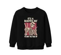 Printera Felpa per bambini con scritta "It's A Beautiful Day to Shut Up" | Teschio scheletro ironico teschio vintage gotico gotico idea regalo pace retrò
