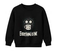 Printera Felpa per bambini con scritta "It's Fine I'm Fine Everything is" | Sarcasmo Chaos Burnout Lavoro Ufficio Morning Muffola Divertente Schizzo Nero Bianco Psicologia Pico Idea Regalo