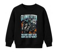 Printera Felpa per bambini Go Away Kitten You Don't Want To | Sarcasmo Lupo mannaro Alpha Biker Luna Piena Fuoco Flash Divertente Regalo Western Heavy Metal Grunge Predatore