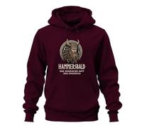Printera Hammersbald - Felpa con cappuccio "Il dio nordico della felpa", bordeaux, 3XL