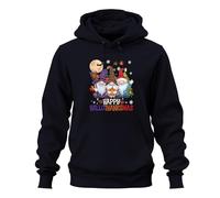 Printera Happy HalloThanksmas Gnomes Halloween Natale Design Divertente Unisex Felpa con cappuccio, blu navy, L