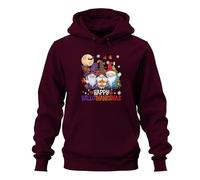 Printera Happy HalloThanksmas Gnomes Halloween Natale Design Divertente Unisex Felpa con cappuccio, bordeaux, L