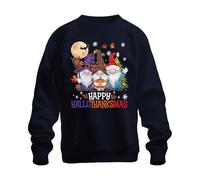 Printera Happy HalloThanksmas Gnomes Halloween Natale Design Divertente Unisex Felpa Maglione, blu navy, L