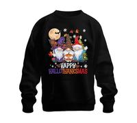 Printera Happy HalloThanksmas Gnomes Halloween Natale Design Divertente Unisex Felpa Maglione, Nero , L
