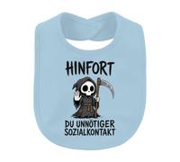 Printera Hinfort Du Inutile contatto sociale - Bavaglino per bambini | Sarcasmo, morte misantropo, solo, calma, scheletro, Kawaii, Halloween, umorismo, idea regalo