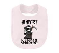 Printera Hinfort Du Inutile contatto sociale - Bavaglino per bambini | Sarcasmo, morte misantropo, solo, calma, scheletro, Kawaii, Halloween, umorismo, idea regalo