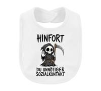 Printera Hinfort Du Inutile contatto sociale - Bavaglino per bambini | Sarcasmo, morte misantropo, solo, calma, scheletro, Kawaii, Halloween, umorismo, idea regalo