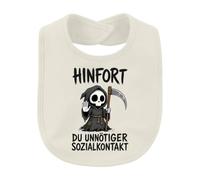 Printera Hinfort Du Inutile contatto sociale - Bavaglino per bambini | Sarcasmo, morte misantropo, solo, calma, scheletro, Kawaii, Halloween, umorismo, idea regalo