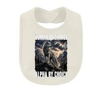 Printera Human by Chance Alpha by Choice Wolf - Bavaglino per bambini | Sarcasmo, predatore, montagna, cacciatore solitario, guida a pagaia, libertà, paesaggio naturale, avventura, selvaggio