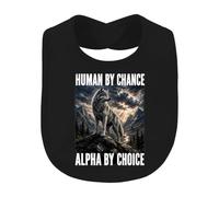 Printera Human by Chance Alpha by Choice Wolf - Bavaglino per bambini | Sarcasmo, predatore, montagna, cacciatore solitario, guida a pagaia, libertà, paesaggio naturale, avventura, selvaggio