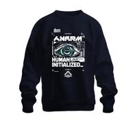 Printera Human Initialized Cyberpunk Japan Y2K Felpa Pullover, blu navy, XL