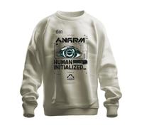 Printera Human Initialized Cyberpunk Japan Y2K Felpa Pullover, naturale, XL